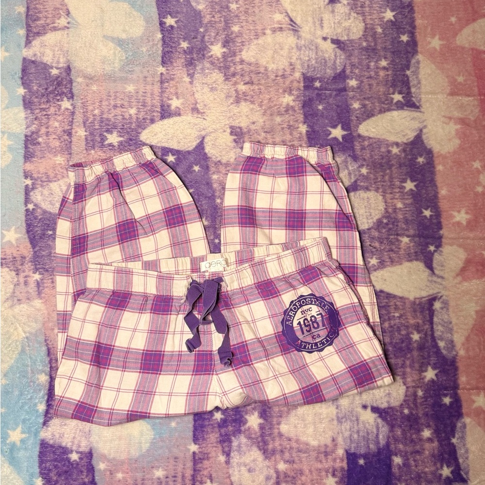 Purple & green bundle of 2 Plaid sweats capri